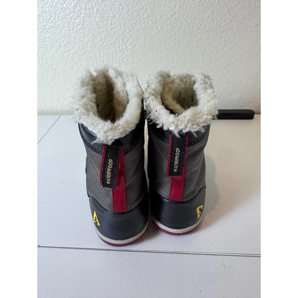 Plae Noel Waterproof Winter Boots Kids‎ 11.5 Black Red Faux Fur Insulated
